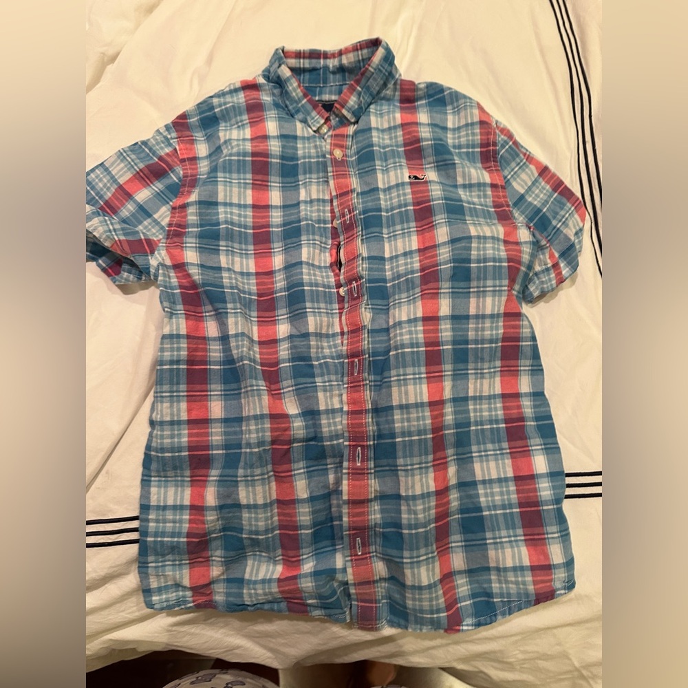 Vineyard Vines Blue and Red Plaid Casual Shirt
